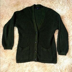 American Eagle Outfitters Oversized Olive Cardigan Sweater - M